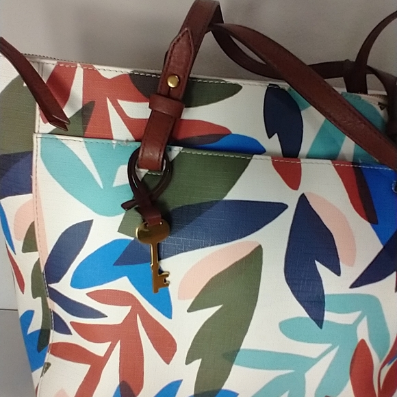 Fossil Women's Multi Color Leather Hobo Floral Purse Handbag. Small Scratch - Picture 3 of 15